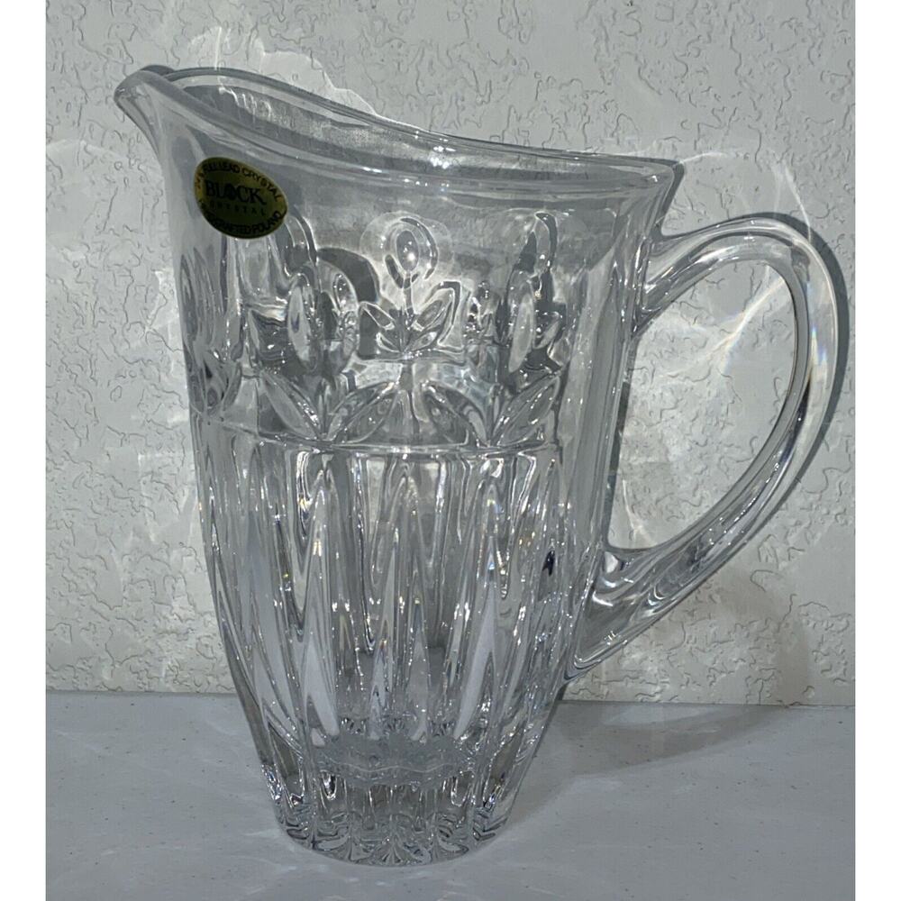 Block Crystal Pitcher Tulip Garden 32 oz. 24% Lead Hand Cut Mouth Blown Poland